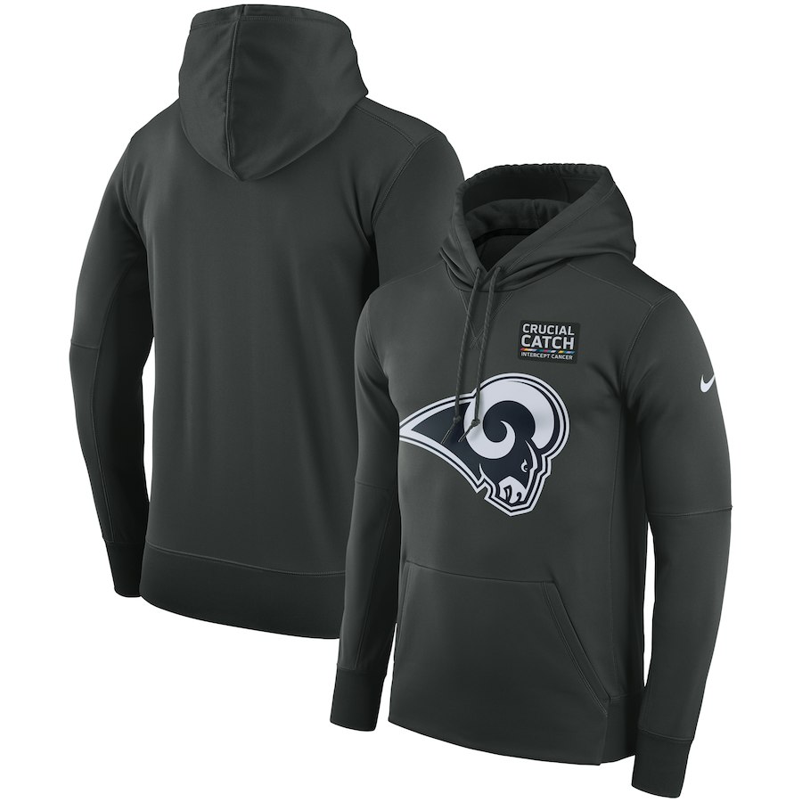 Los Angeles Rams Nike Crucial Catch Performance Hoodie Anthracite